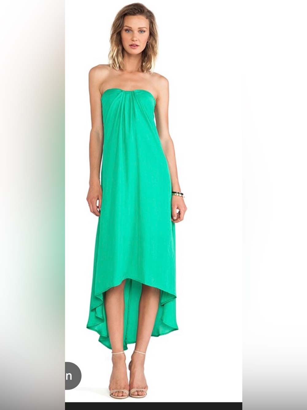 BB Dakota Strapless Emerald Green Chiffon Dress